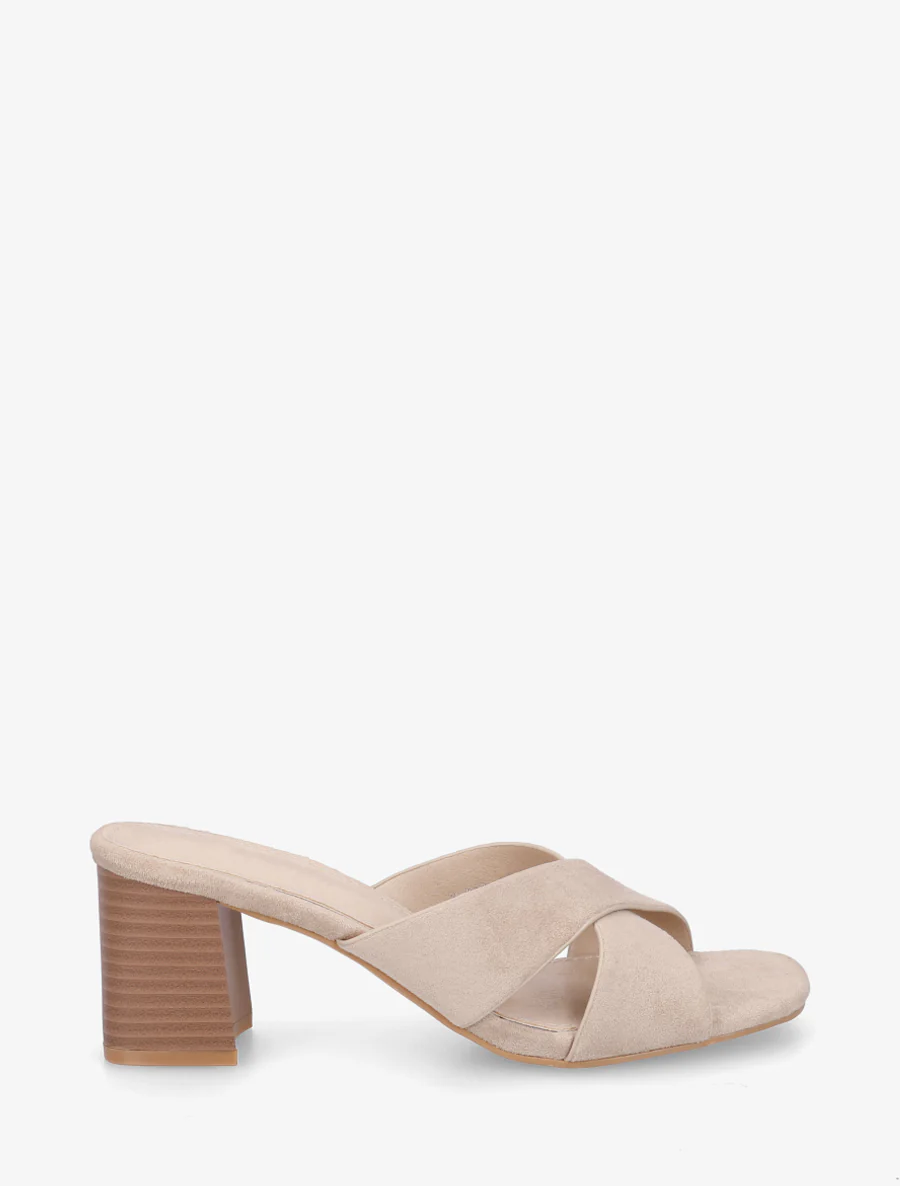 Gekruiste muiltjes van suèdine - Beige