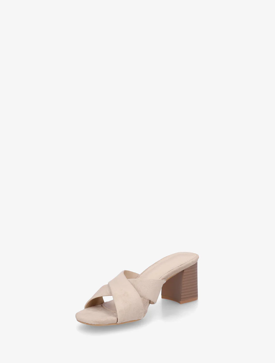 Gekruiste muiltjes van suèdine - Beige - Image 3