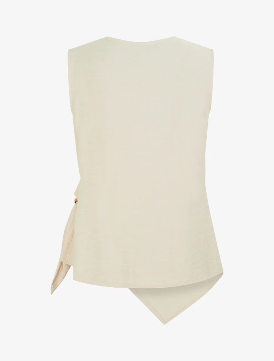 Gekruiste top met sierstuk. - Beige - Image 2