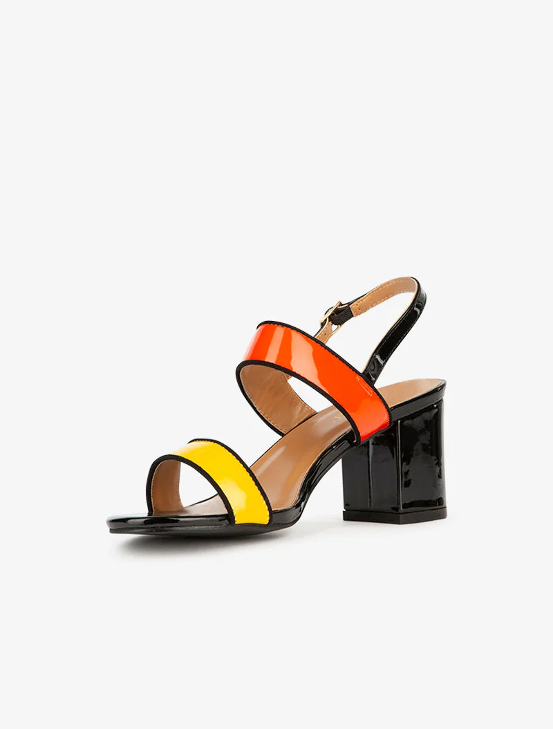 Gelakte sandalen met bijpassende bandjes - geel - Image 4