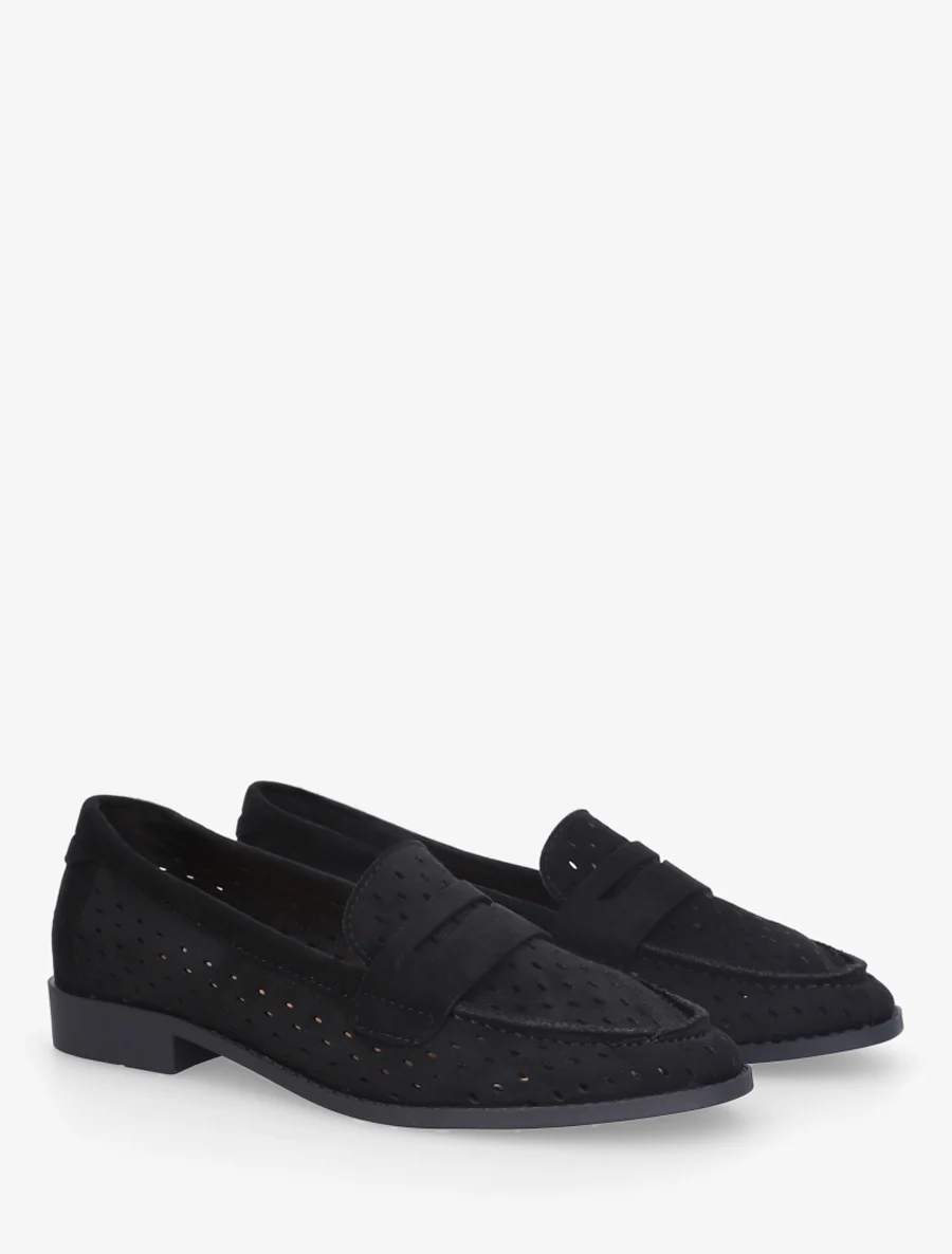 Geperforeerde mocassins van suèdine - Zwart - Image 4