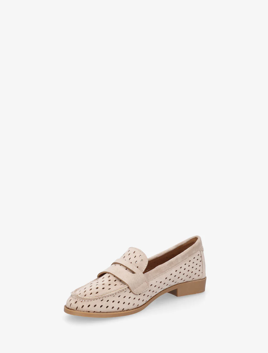 Geperforeerde mocassins van suèdine - Beige - Image 3
