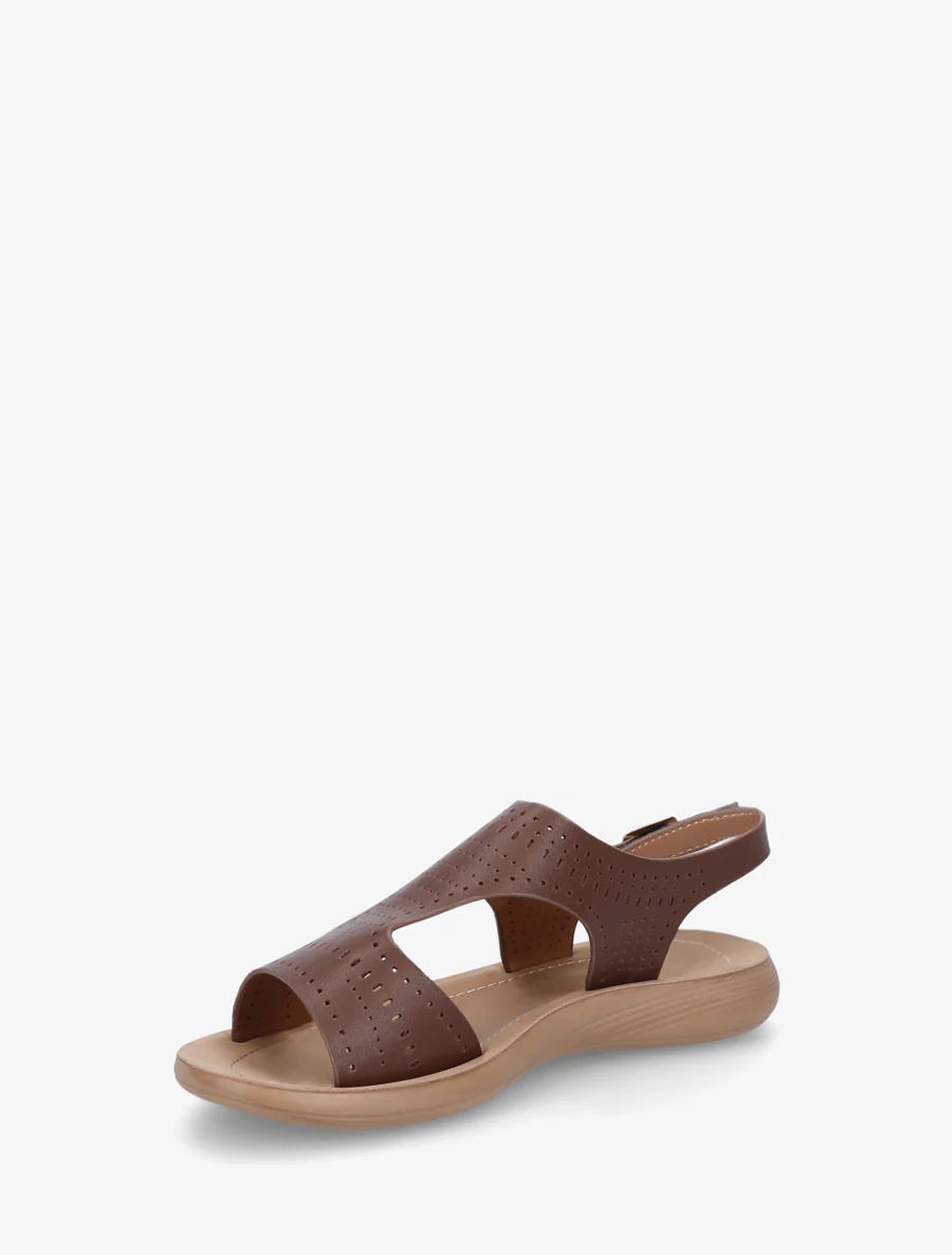 Geperforeerde sandalen met klittenband - Bruin - Image 3