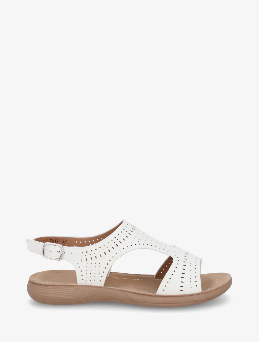 Geperforeerde sandalen met klittenband - Wit