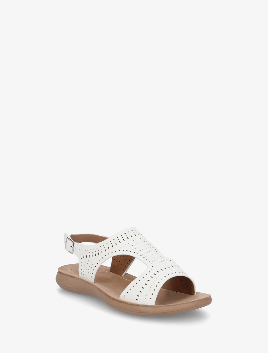 Geperforeerde sandalen met klittenband - Wit - Image 2