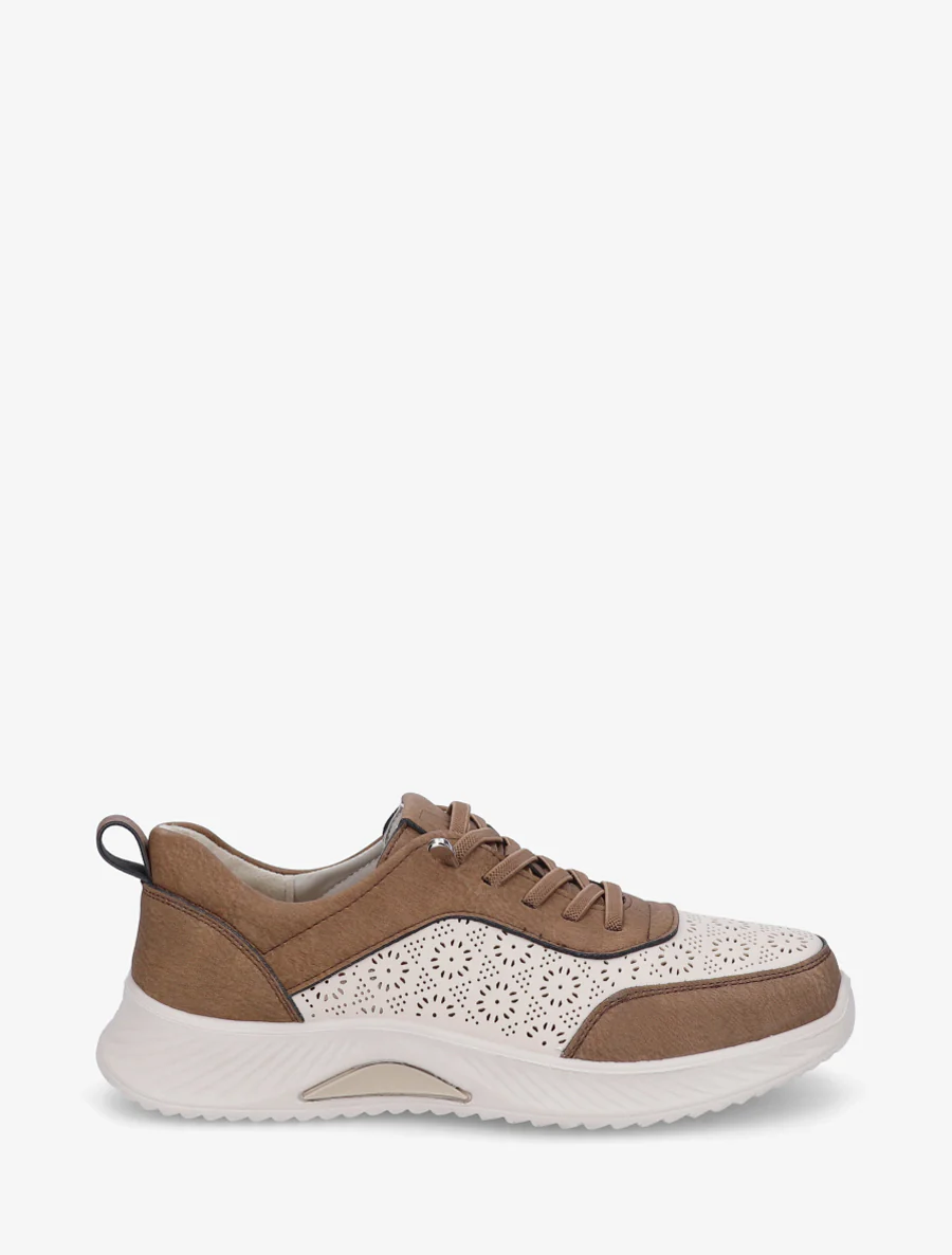 Geperforeerde sneakers met fantasiepatroon - Bruin