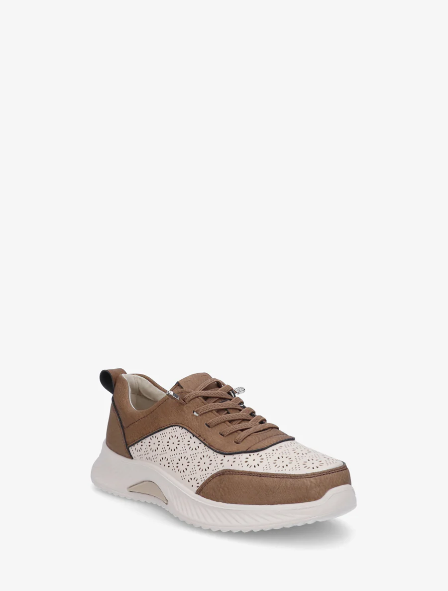Geperforeerde sneakers met fantasiepatroon - Bruin - Image 2