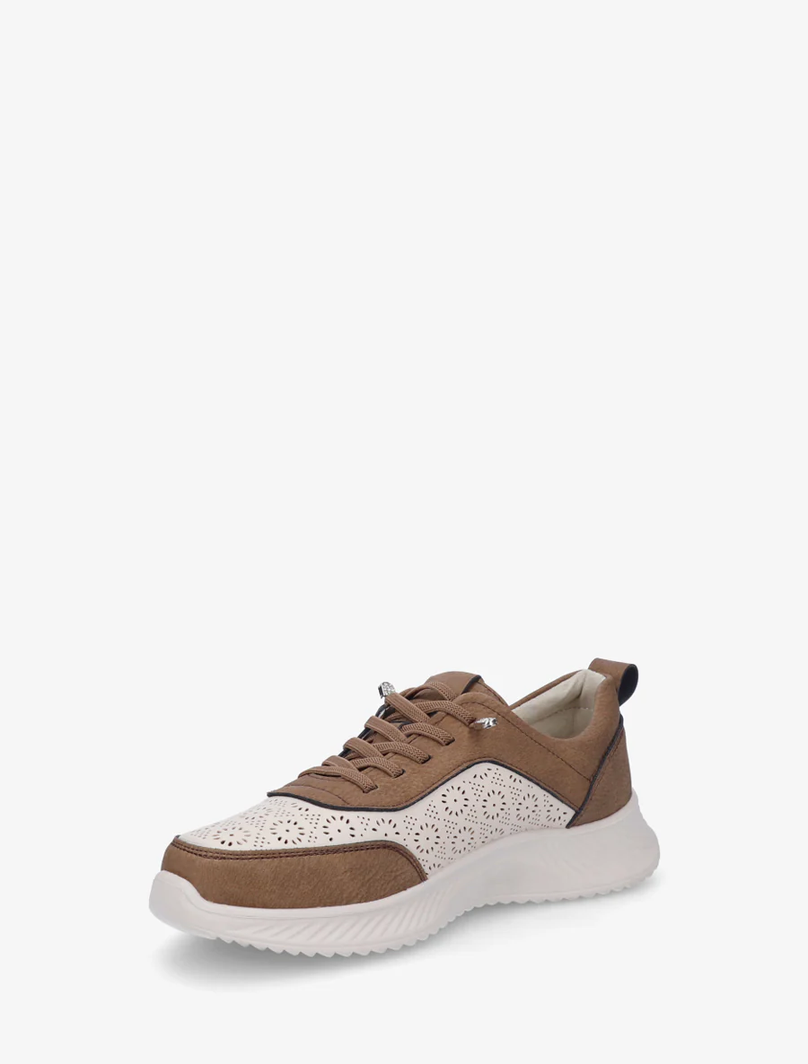 Geperforeerde sneakers met fantasiepatroon - Bruin - Image 3
