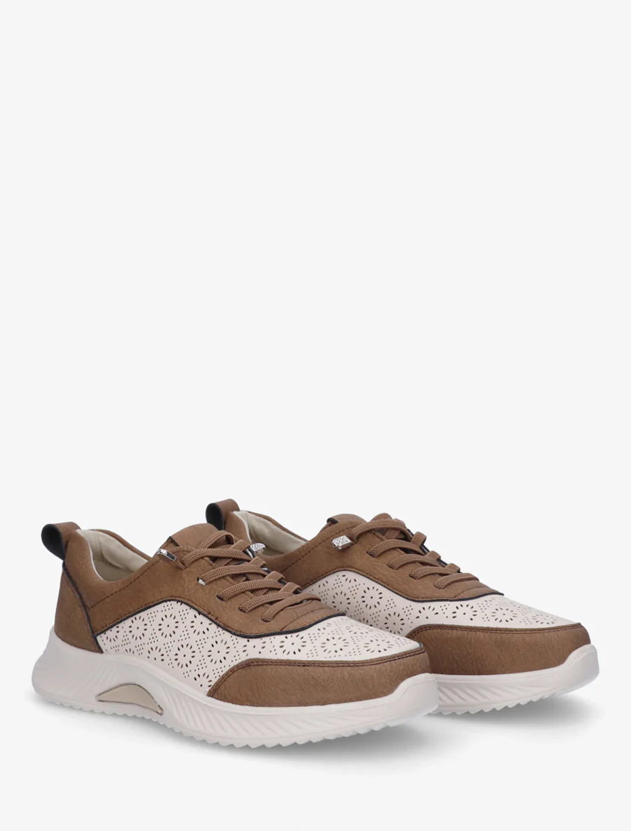 Geperforeerde sneakers met fantasiepatroon - Bruin - Image 4
