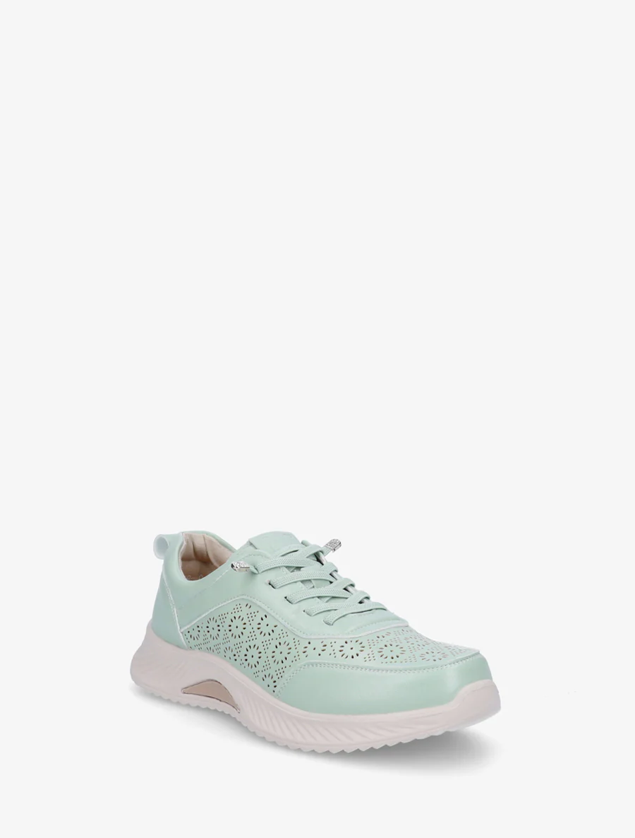 Geperforeerde sneakers met fantasiepatroon - Watergroen - Image 2