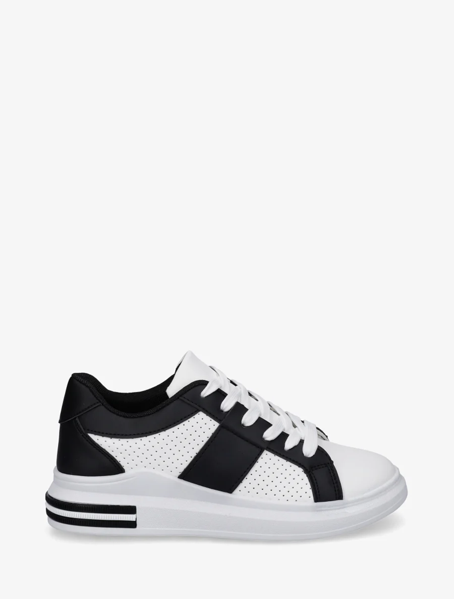 Geperforeerde sneakers van imitatieleer - Zwart