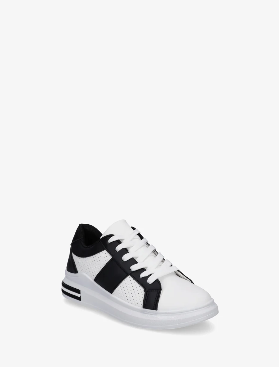 Geperforeerde sneakers van imitatieleer - Zwart - Image 2