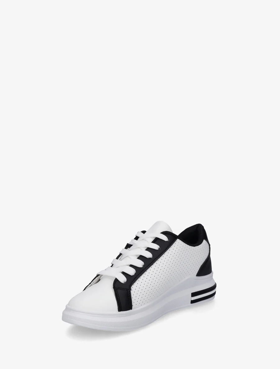 Geperforeerde sneakers van imitatieleer - Zwart - Image 3
