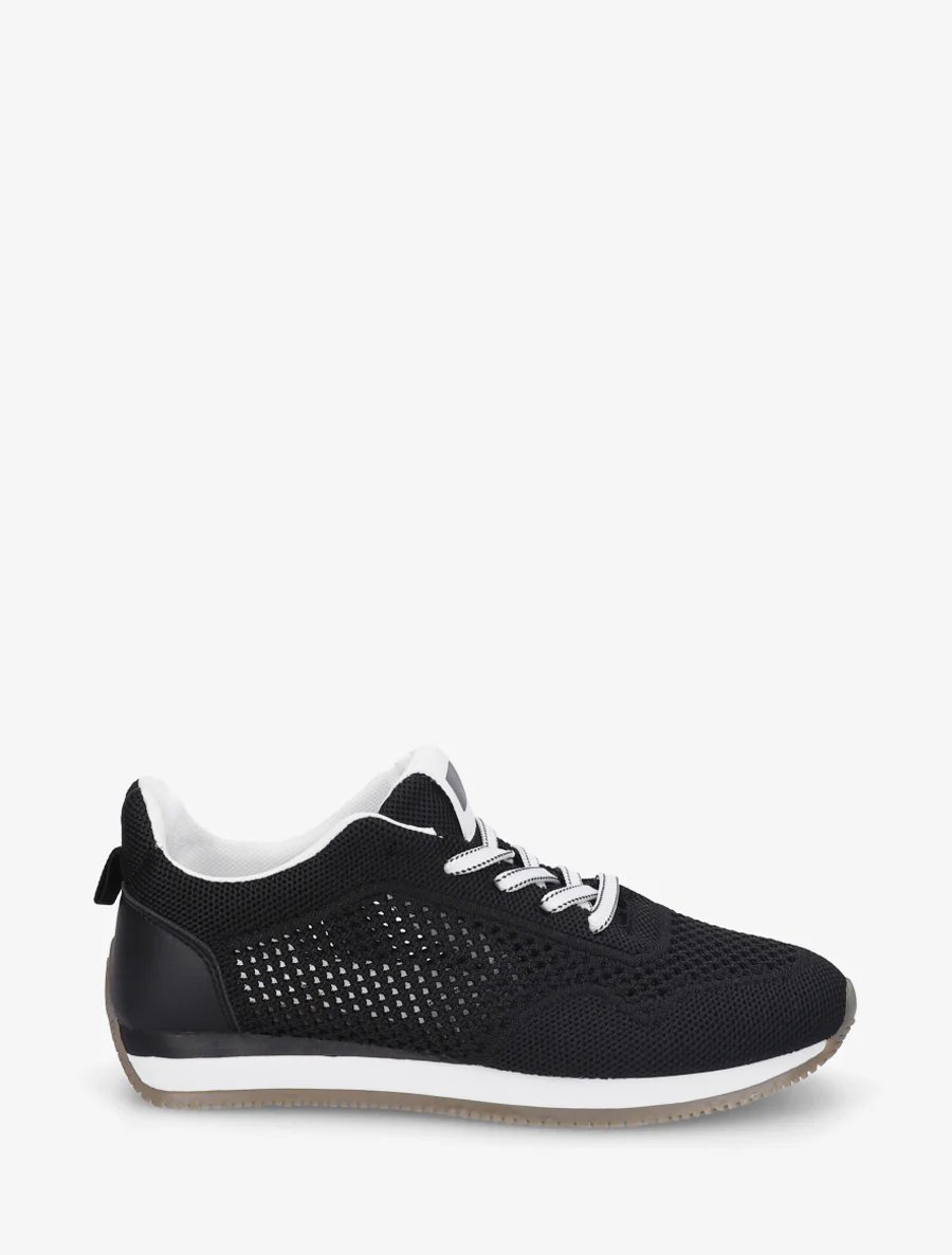 Geperforeerde stoffen sneakers - Zwart