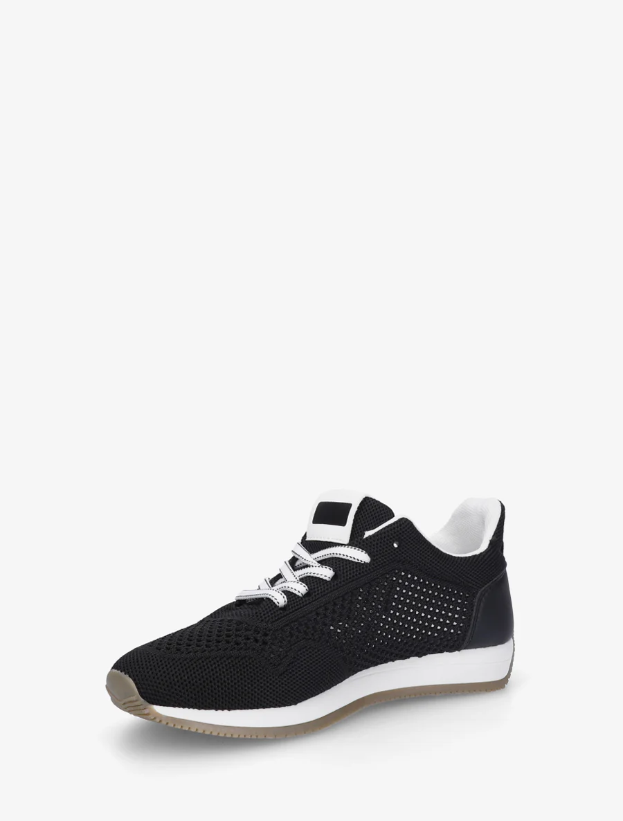 Geperforeerde stoffen sneakers - Zwart - Image 3