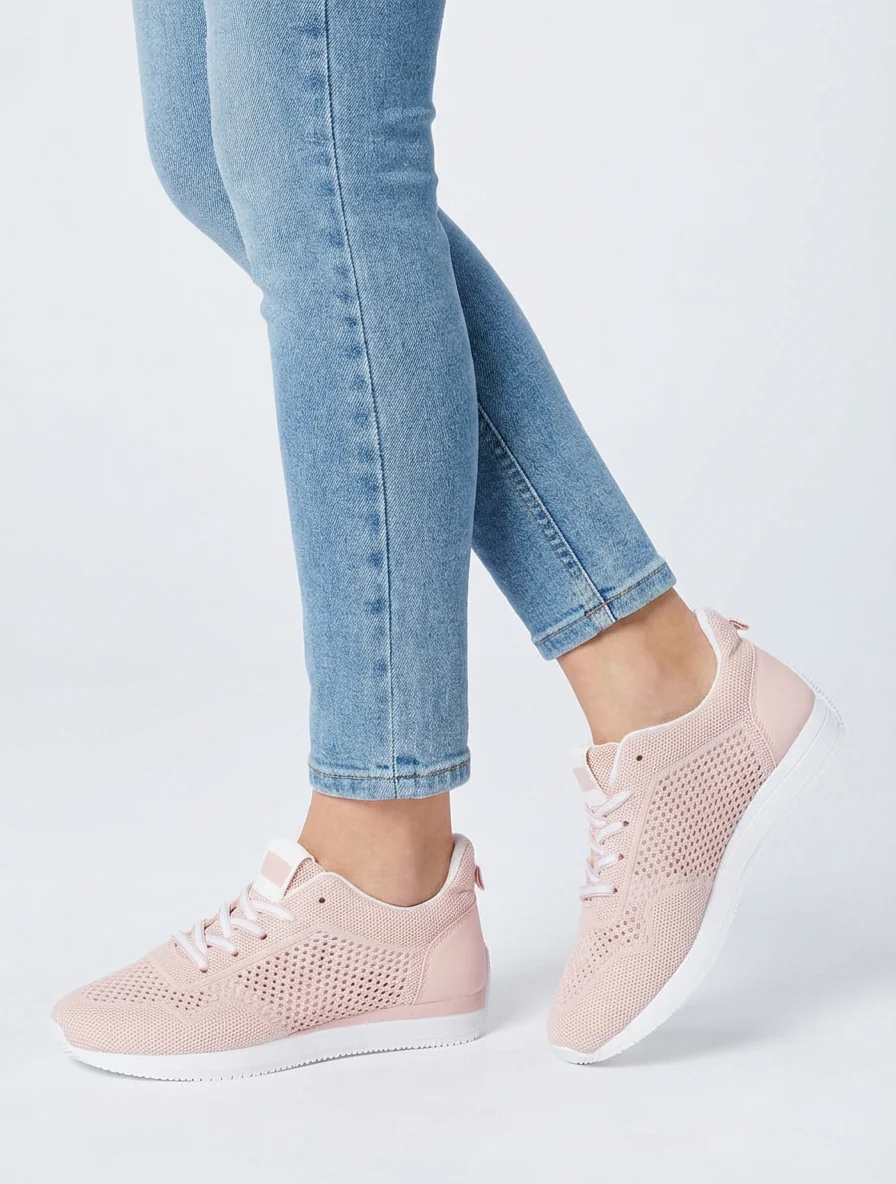 Geperforeerde stoffen sneakers - Roos - Image 5