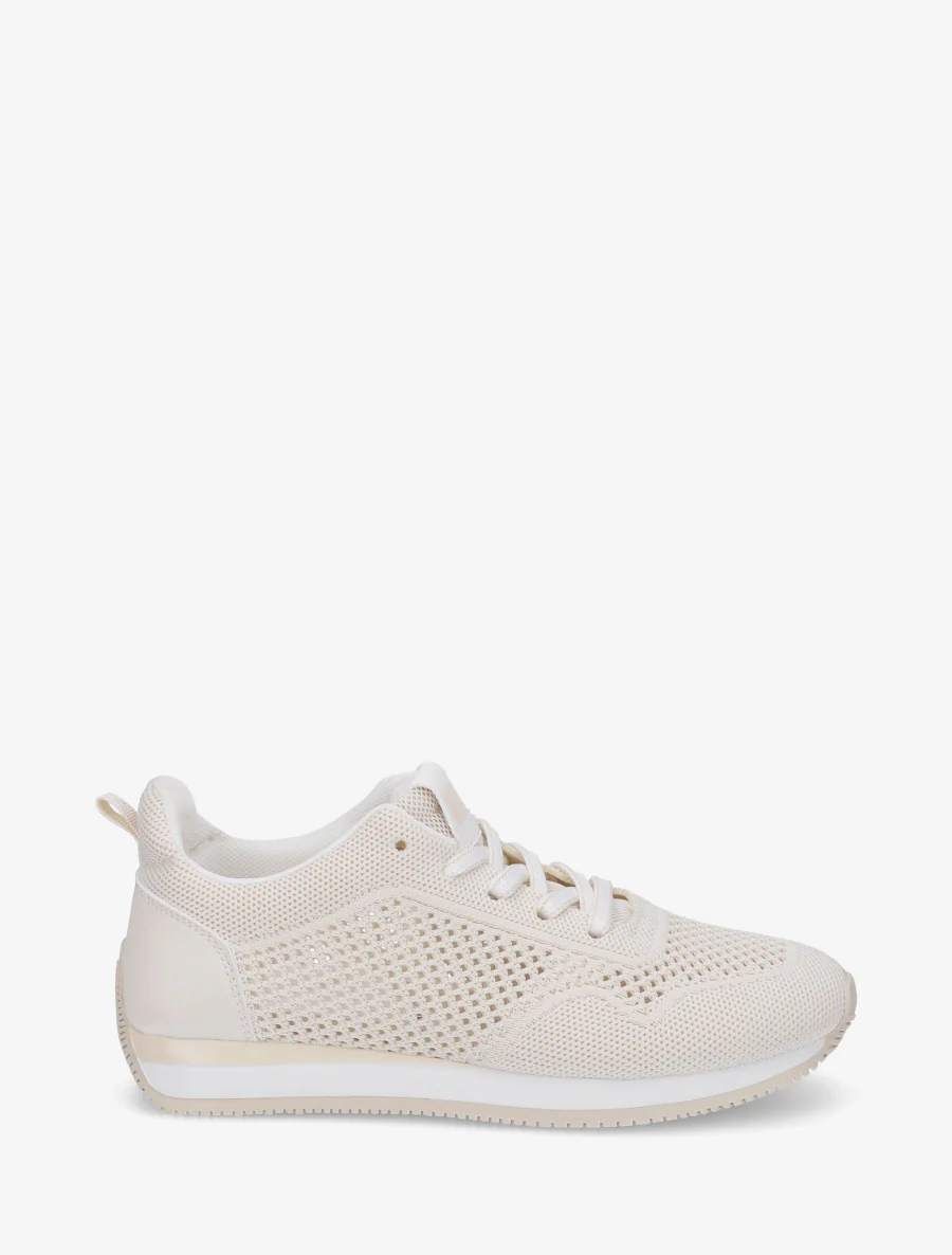 Geperforeerde stoffen sneakers - Beige