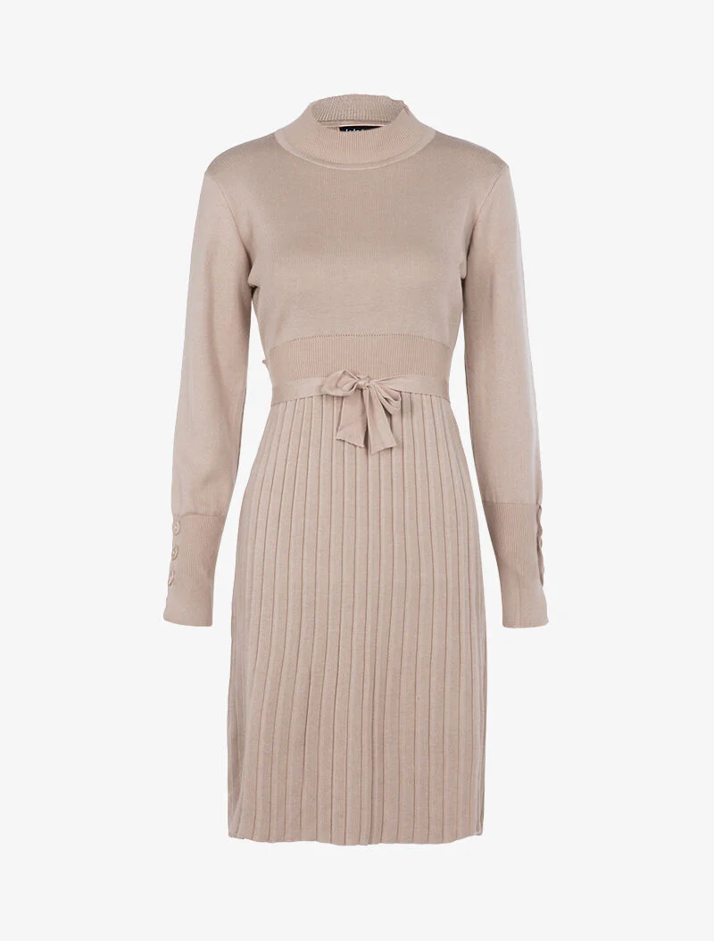 Wafeljurk met bischopsmouwen - roze beige
