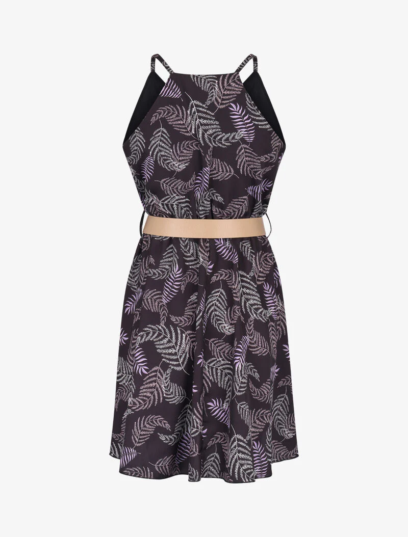 Geplooide jurk met varenprint - zwart - Image 2