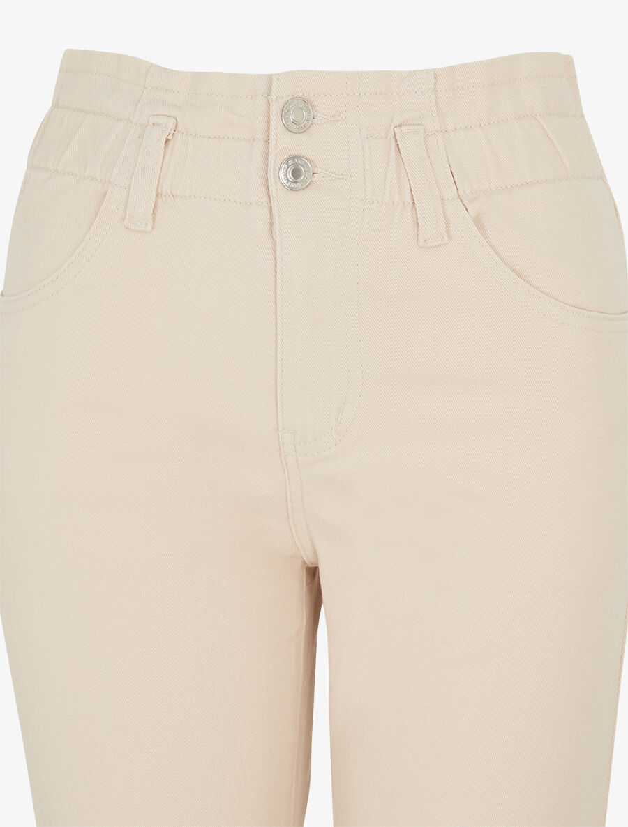 Geplooide mom-jeans met hoge taille - Lichtbeige - Image 3