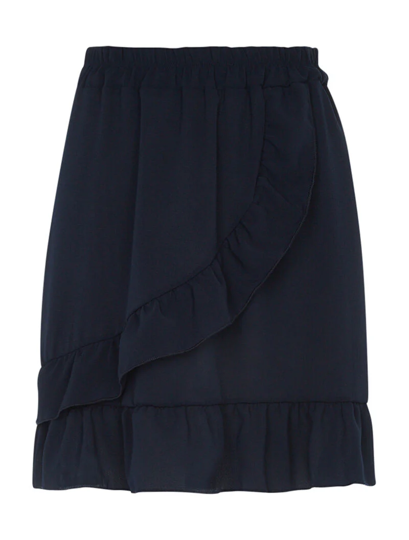 Rok van mousseline met ruches - marineblauw