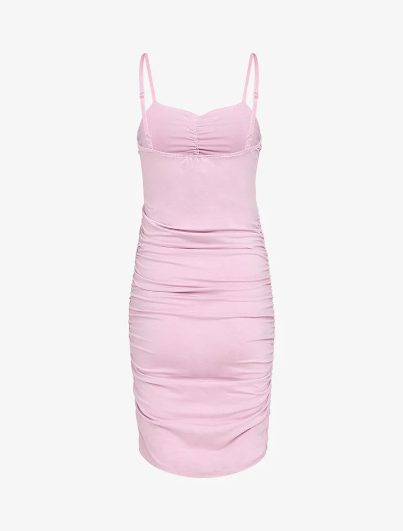 Geplooide nauwsluitende jurk - roze - Image 2