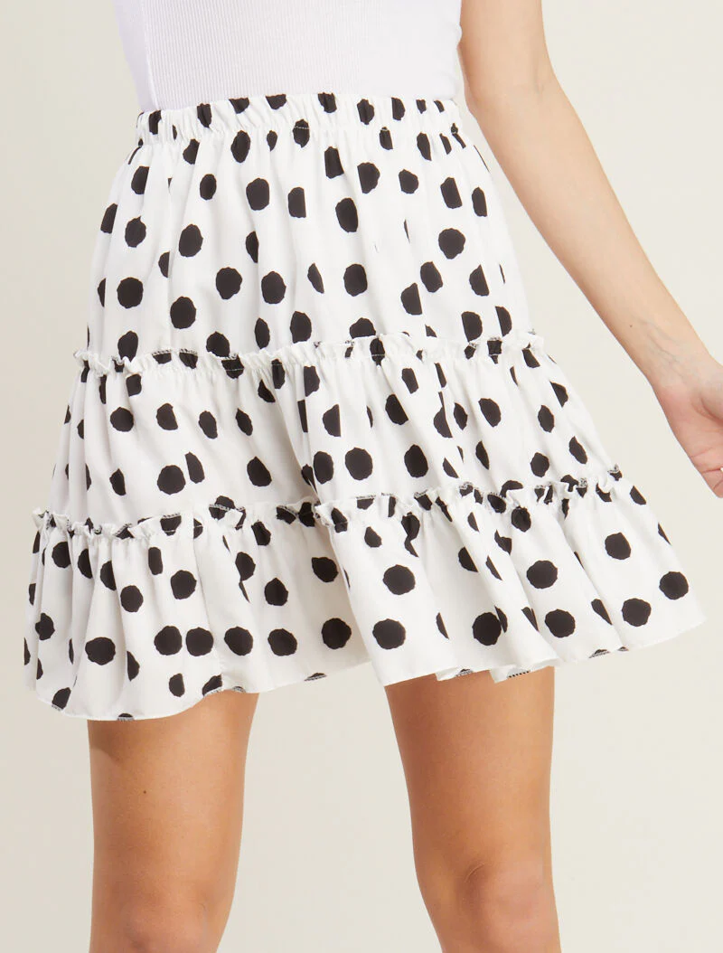Geplooide rok met prints - wit