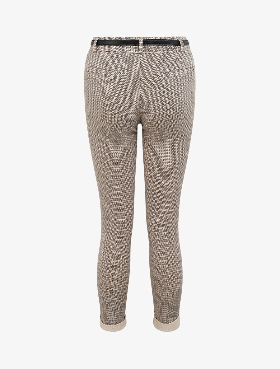 Geprinte Griekse 7/8 broek met omgekeerde randen - beige - Image 2