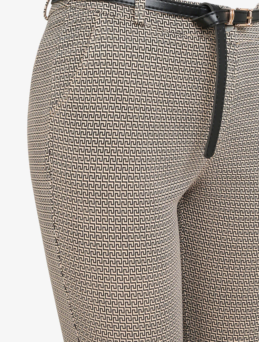 Geprinte Griekse 7/8 broek met omgekeerde randen - beige - Image 3