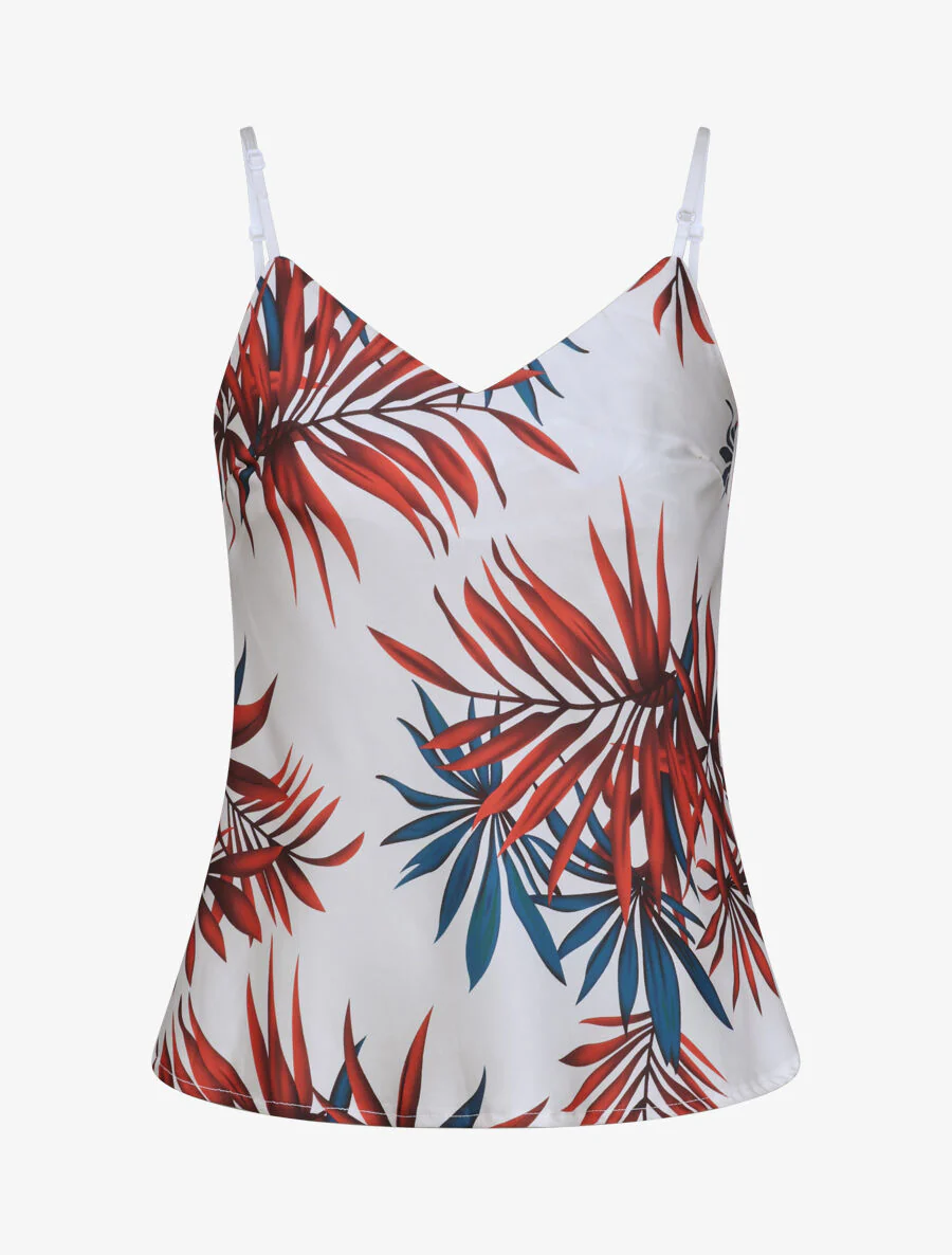 Geprinte palmbladeren caraco - Wit