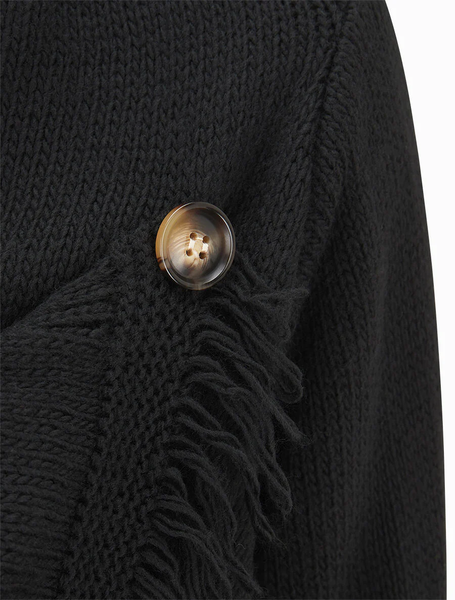 Gerafeld asymmetrisch gilet - zwart - Image 3