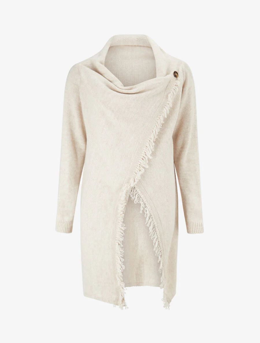 Gerafeld asymmetrisch gilet - beige