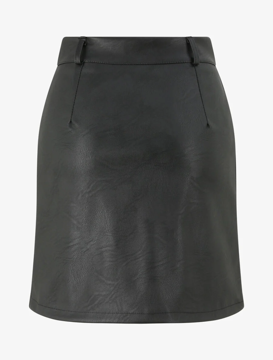 Gerende ritssluiting rok van imitatieleer - Zwart - Image 2