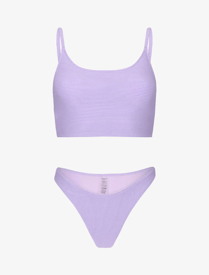 Geribbelde bikinitop - lila