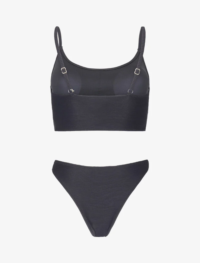 Geribbelde bikinitop - zwart - Image 2