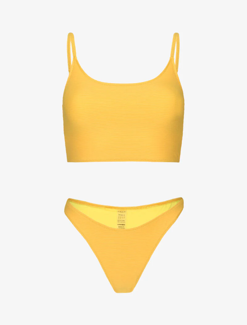 Geribbelde bikinitop - mosterd