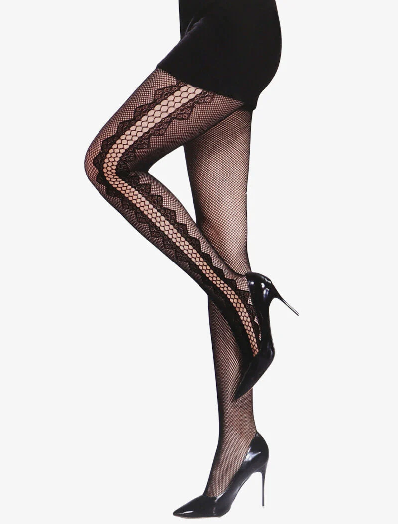 Netpanty's met opengewerkte zijkanten - zwart