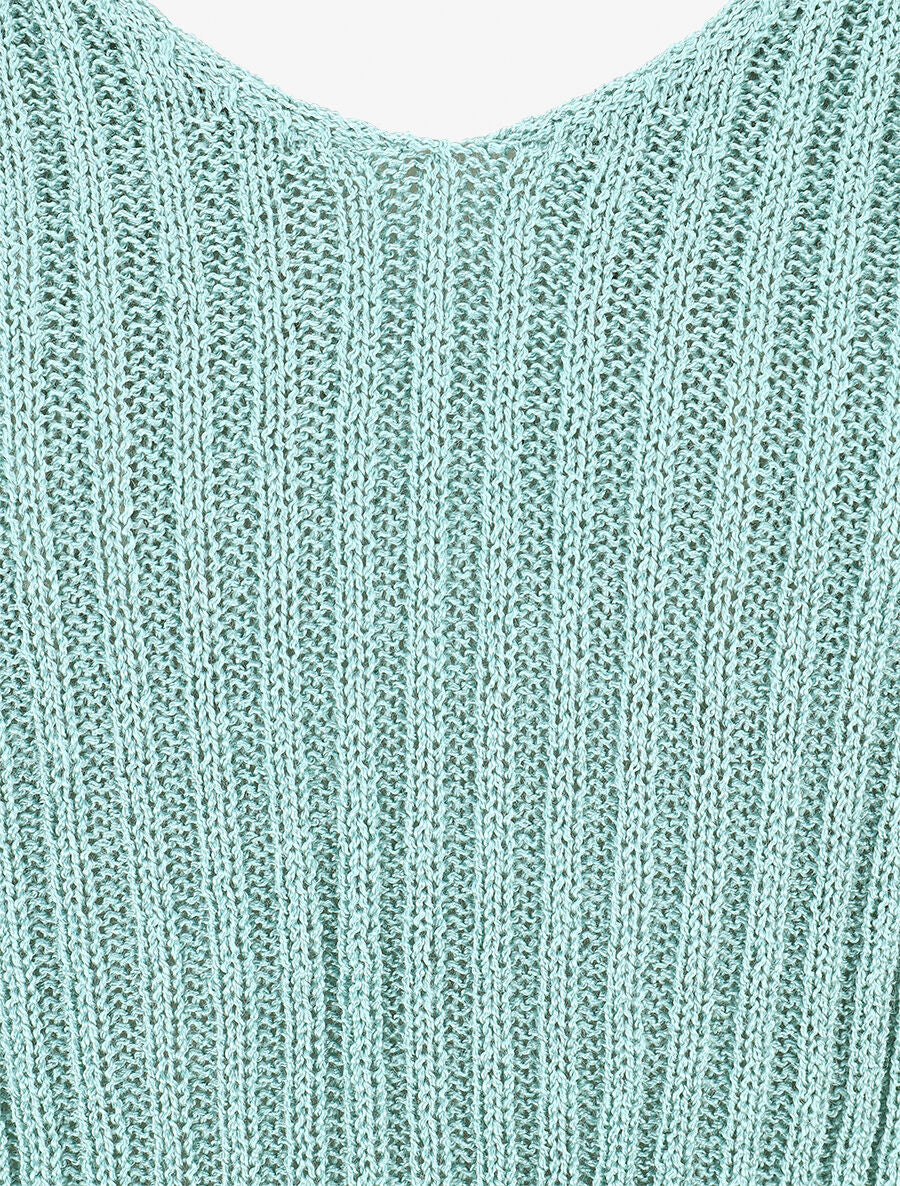 Geribbelde V-hals tanktop - turquoise - Image 3