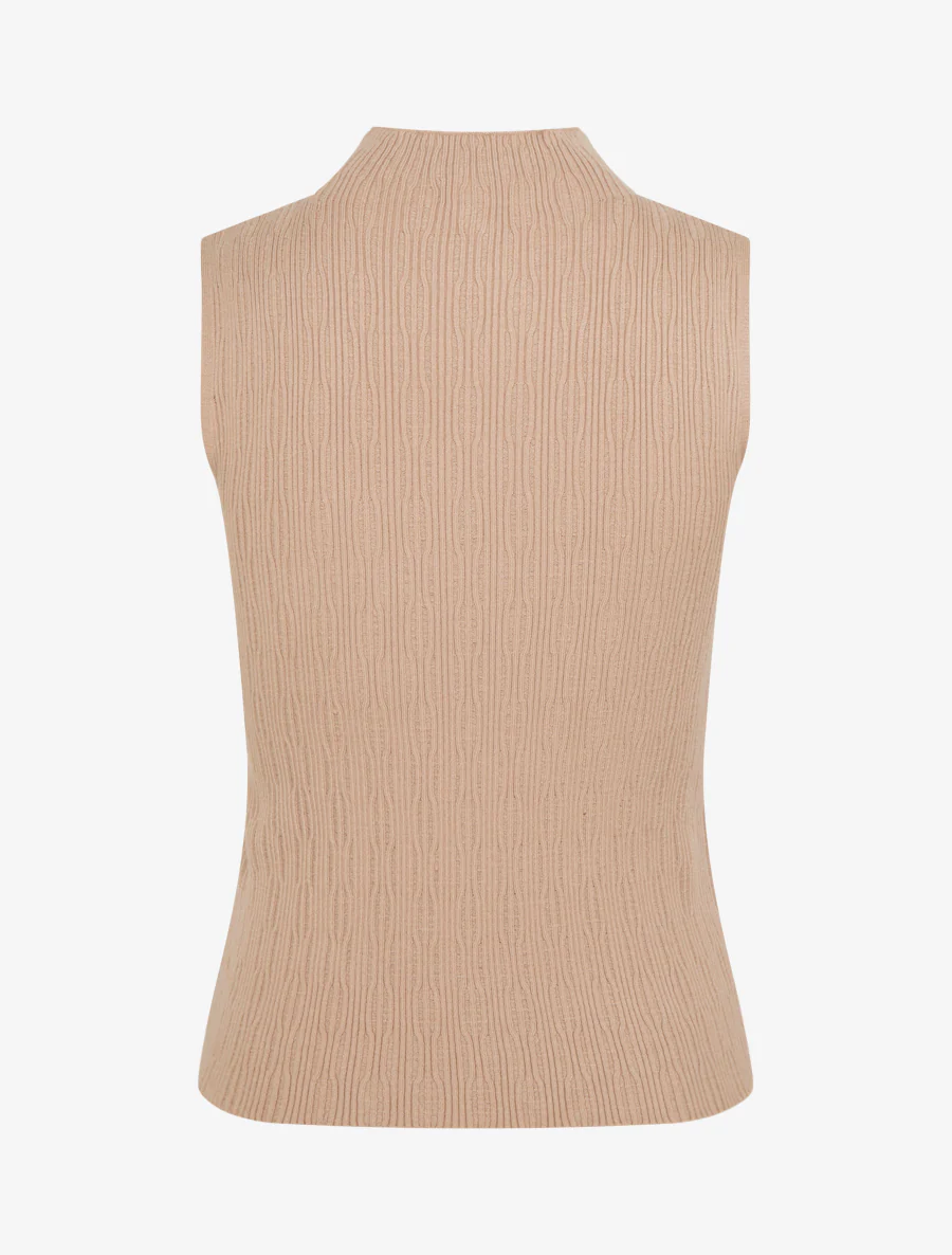 Geribd gebreid hemdje met textuur - Beige - Image 2