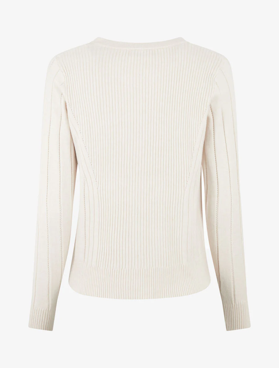 Geribd nauwsluitend vest met rits - Crème - Image 2