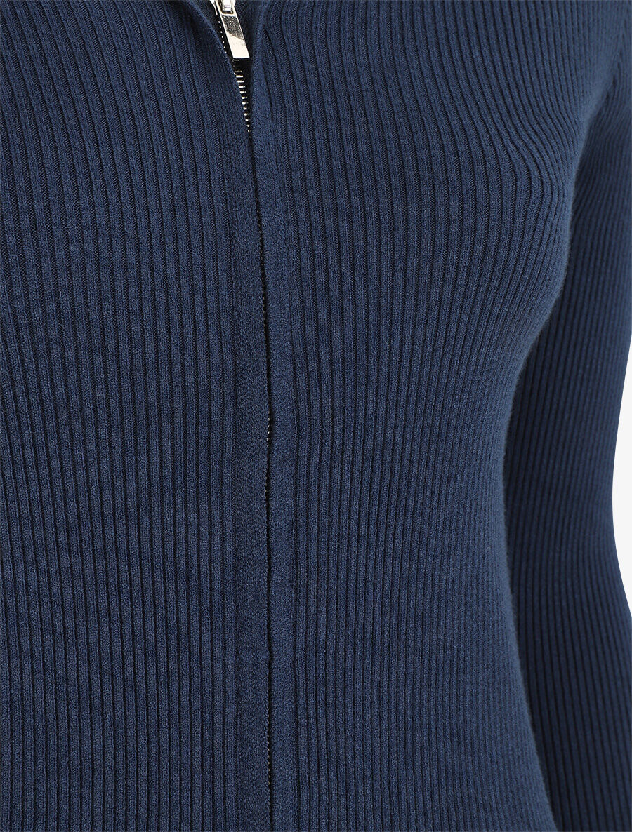 Geribd vest met capuchon en ritssluiting - Donkerblauw - Image 3