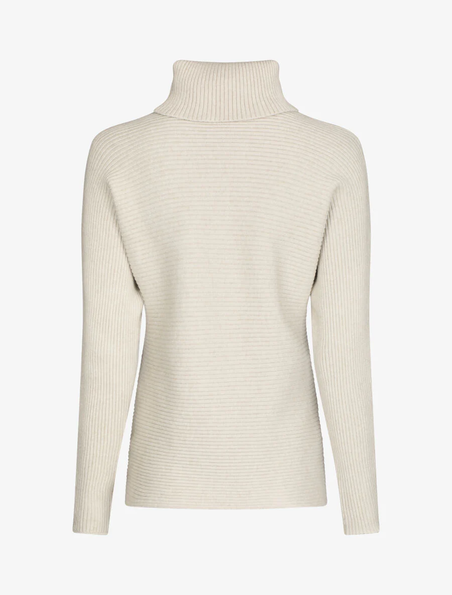 Geribde coltrui in recht model - Beige - Image 2