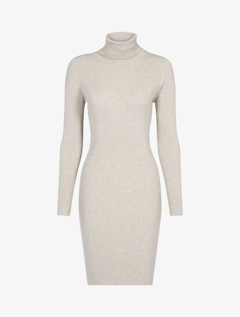 Geribde coltrui-jurk - taupe