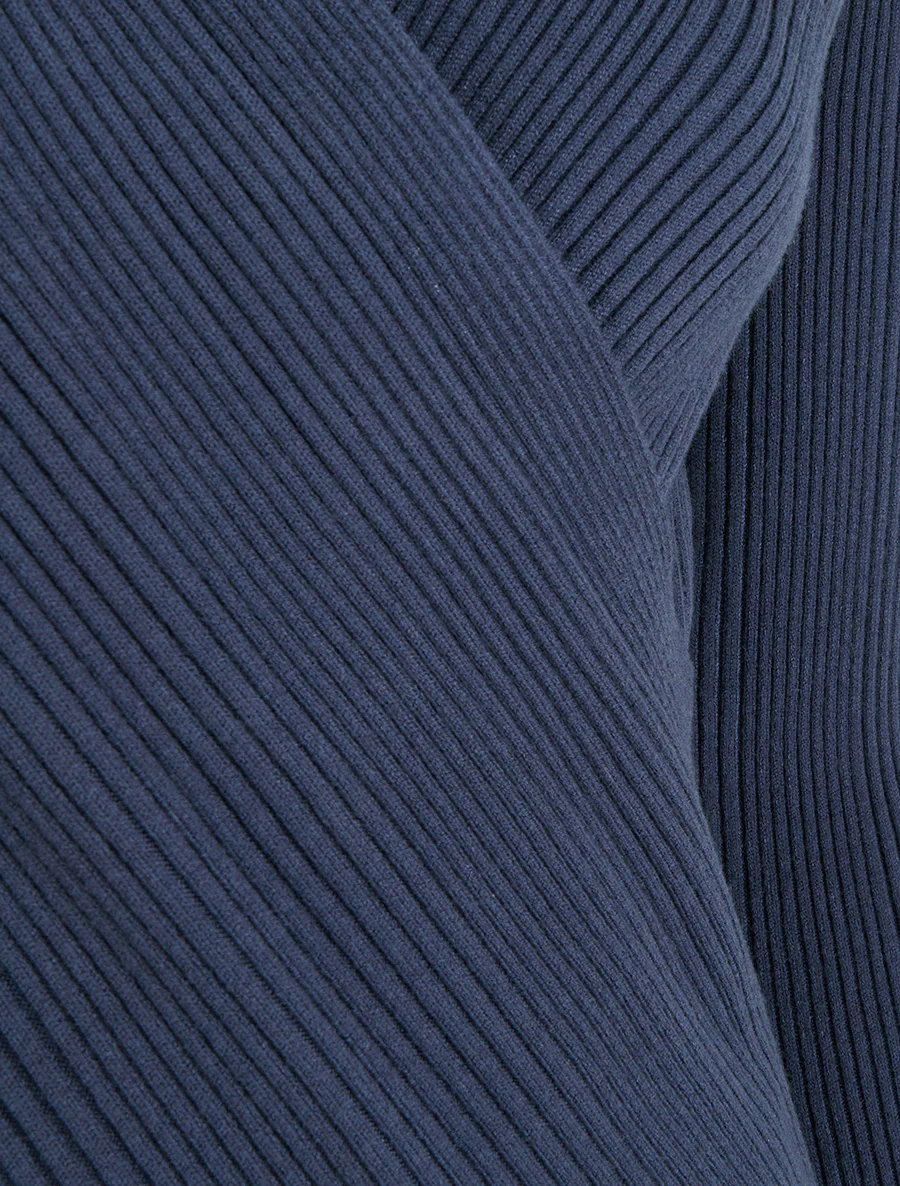 Geribde trui met overslagkraag - Marine - Image 3