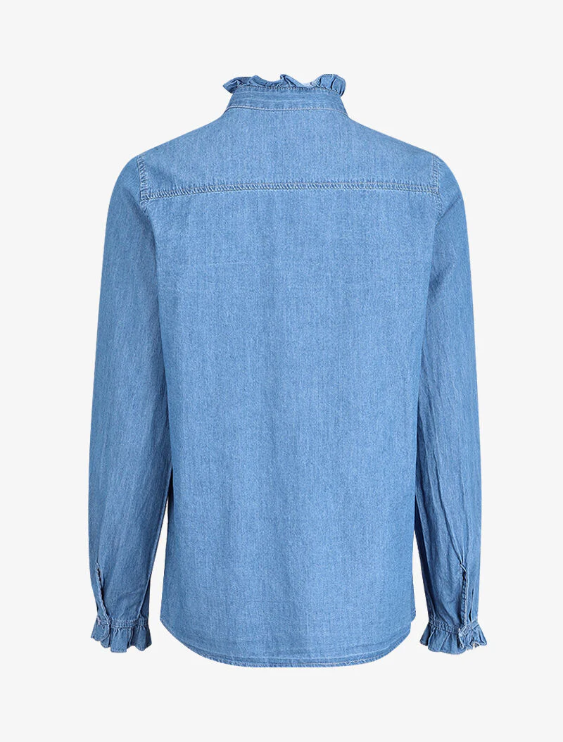 Gerimpeld denim overhemd - Blauw denim - Image 2