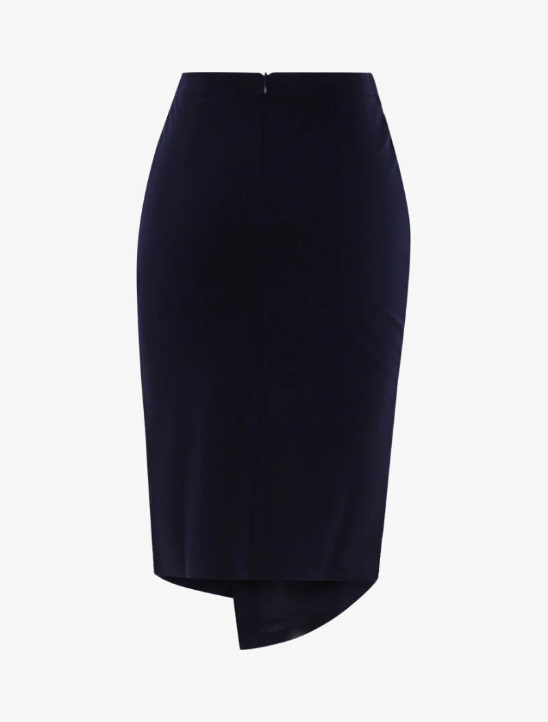 Rok met plooien en asymmetrische zoom - marineblauw - Image 2