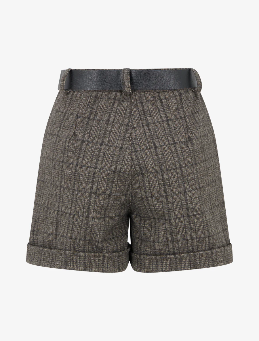 Geruite short met omgeslagen zoom - Zwart - Image 2
