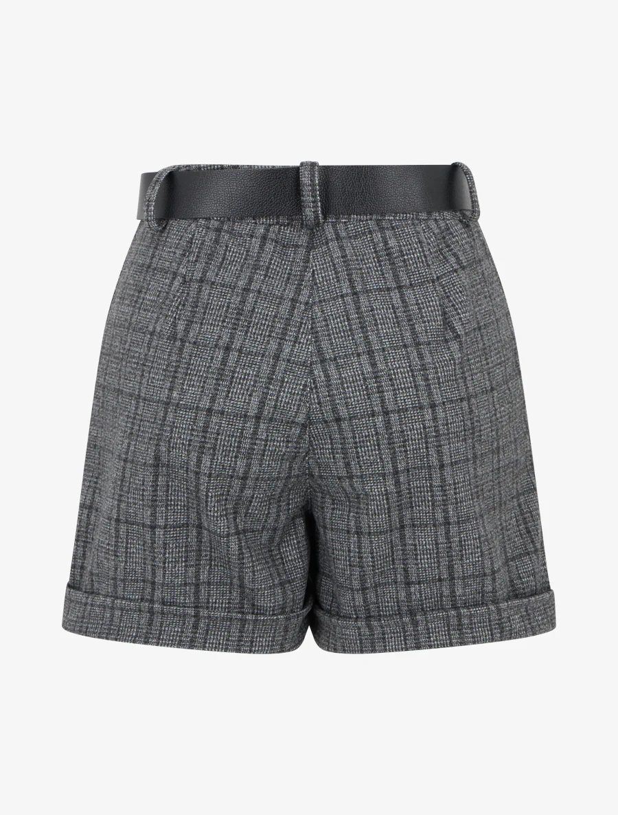 Geruite short met omgeslagen zoom - Grijs - Image 2