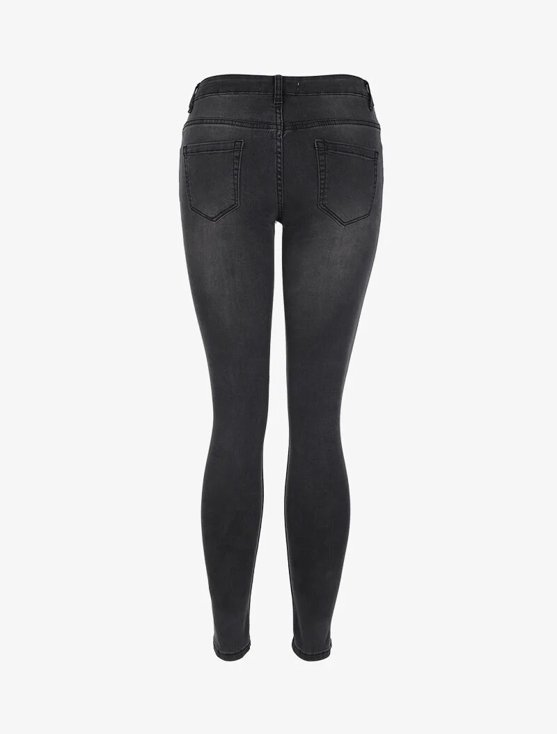 Gescheurde skinny jeans met lage taille - Zwart - Image 2