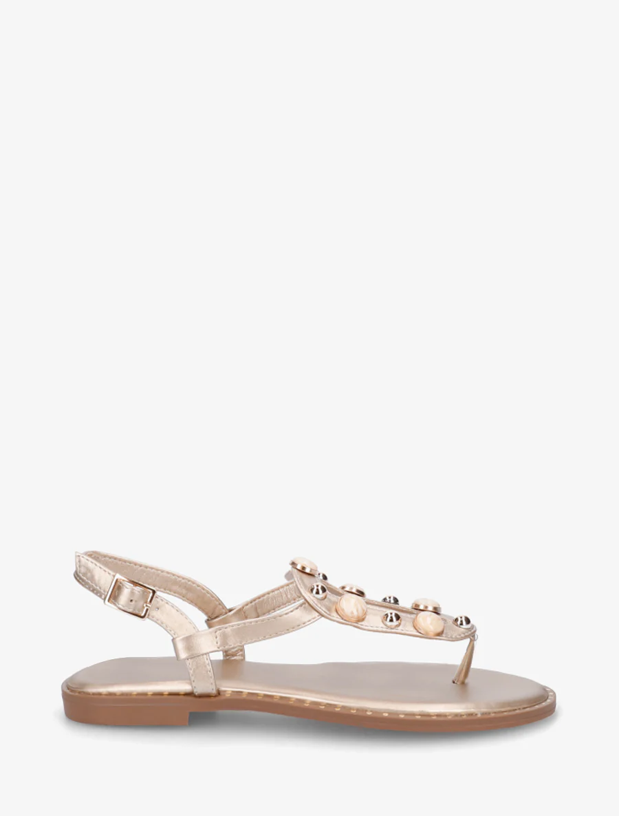 Gesloten sandalen met studs en gemarmerde sieraden - Goud